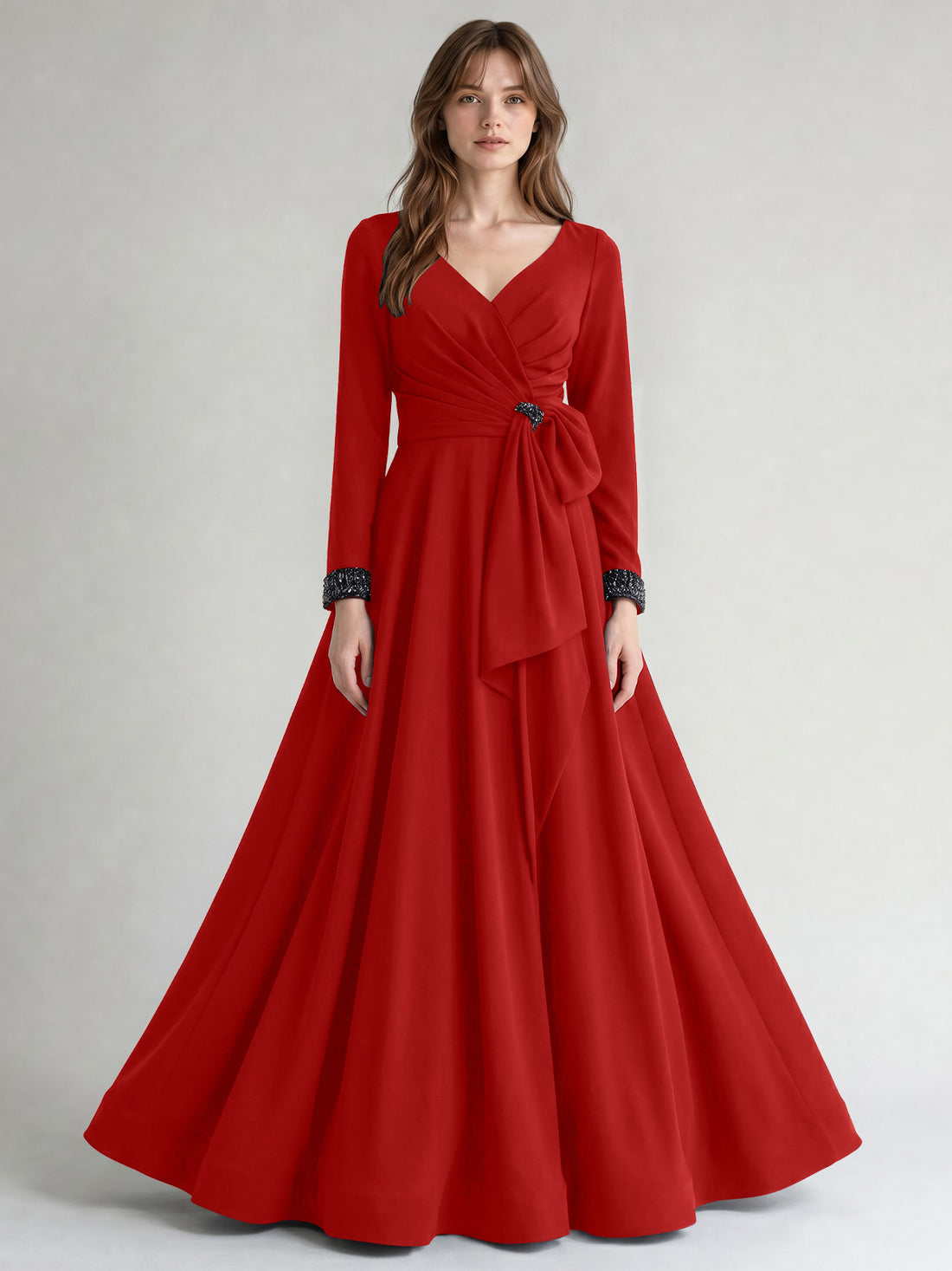 Stretch Satin Mother of the Bride Dress with Crystal