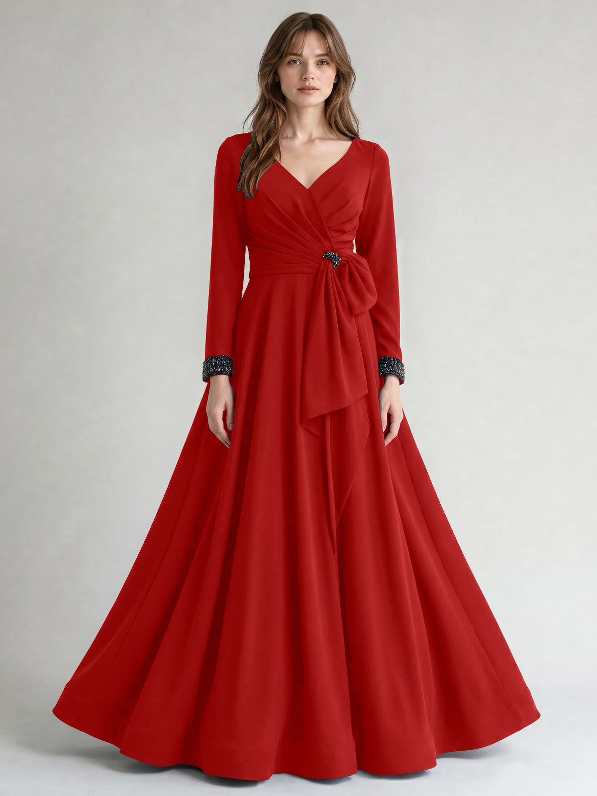 Stretch Satin Mother of the Bride Dress with Crystal