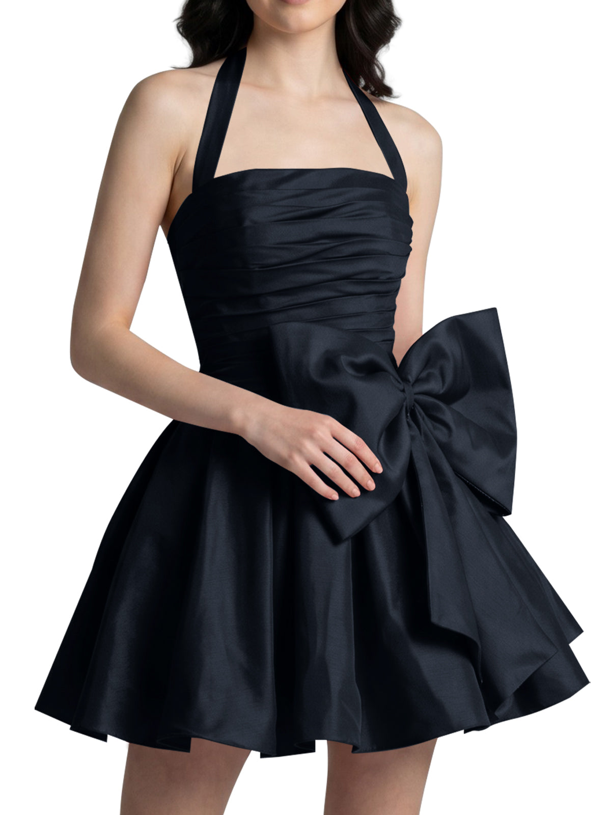 Halter Oversized Bow Mini Dress 