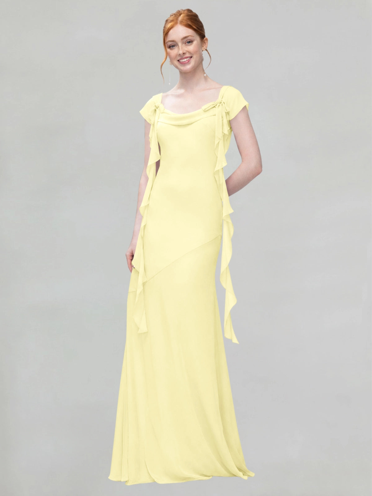Flowy Ruffle Sheath Bridesmaid Dress 
