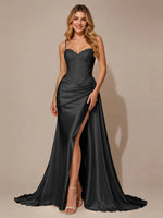 Silk-like Prom Dress with Appliques