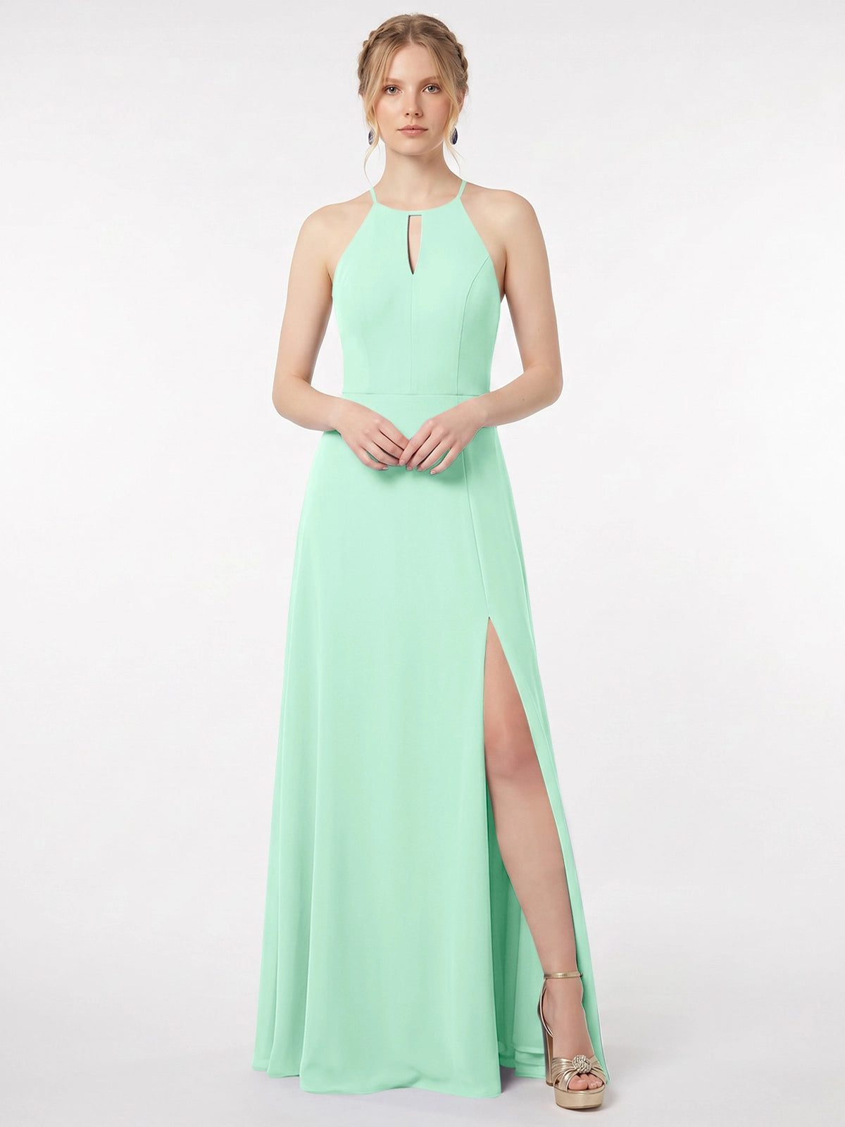 Chiffon Bridesmaid Dress with Halter 