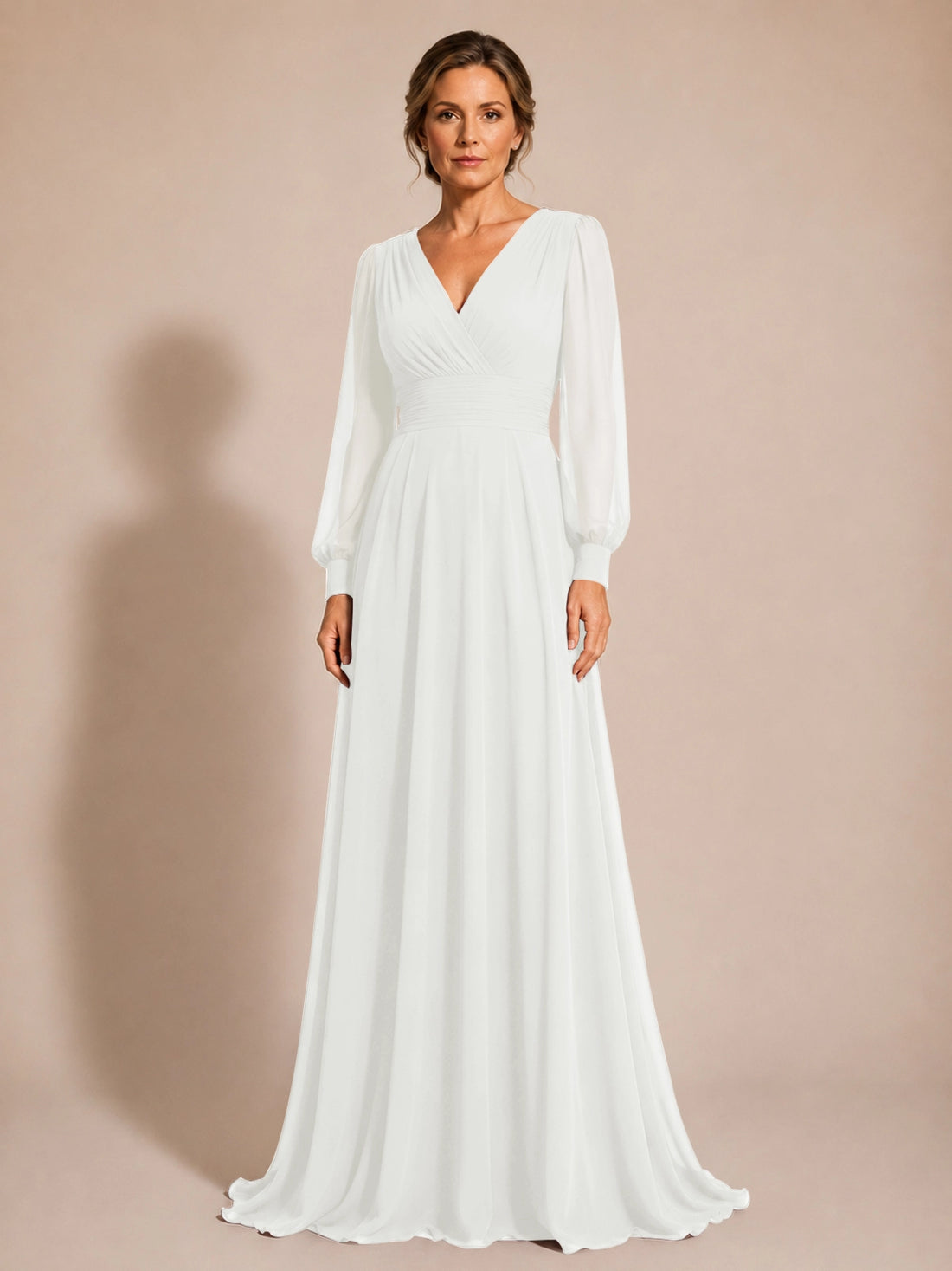 Chiffon Mother of the Bride Dress with Long Sleeves 