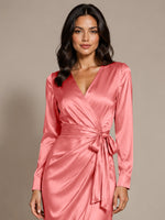 Silk-like Mother of the Bride Dress with Self-Tie Sash 