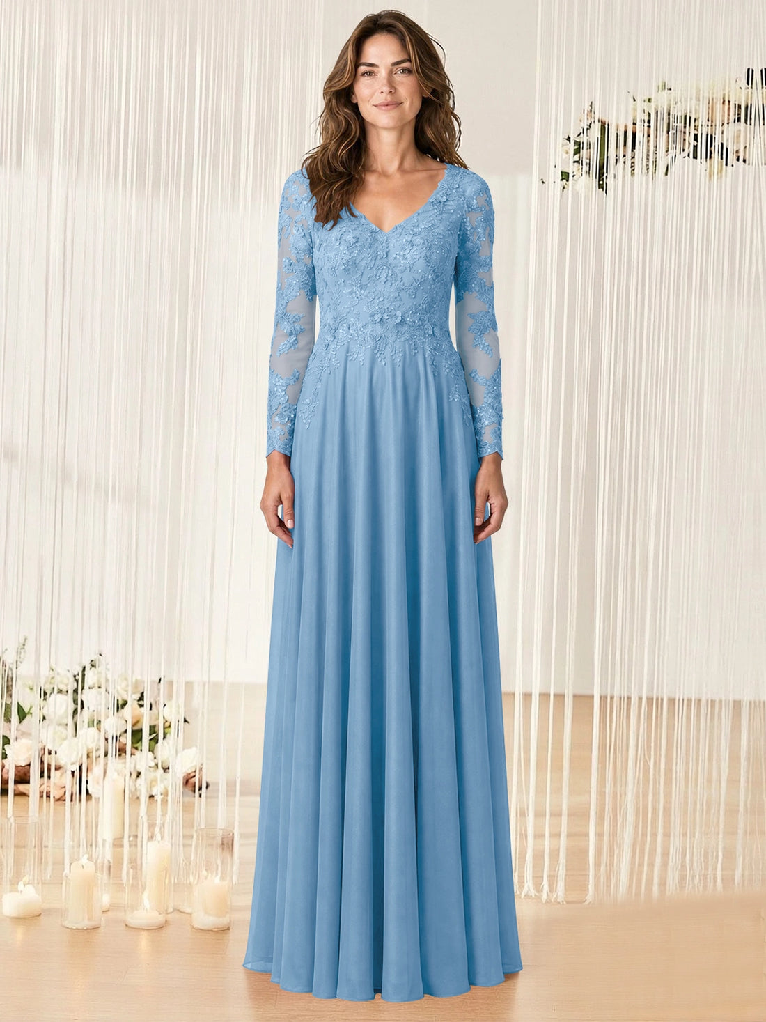 A-line Mother of the Bride Dress with Appliques
