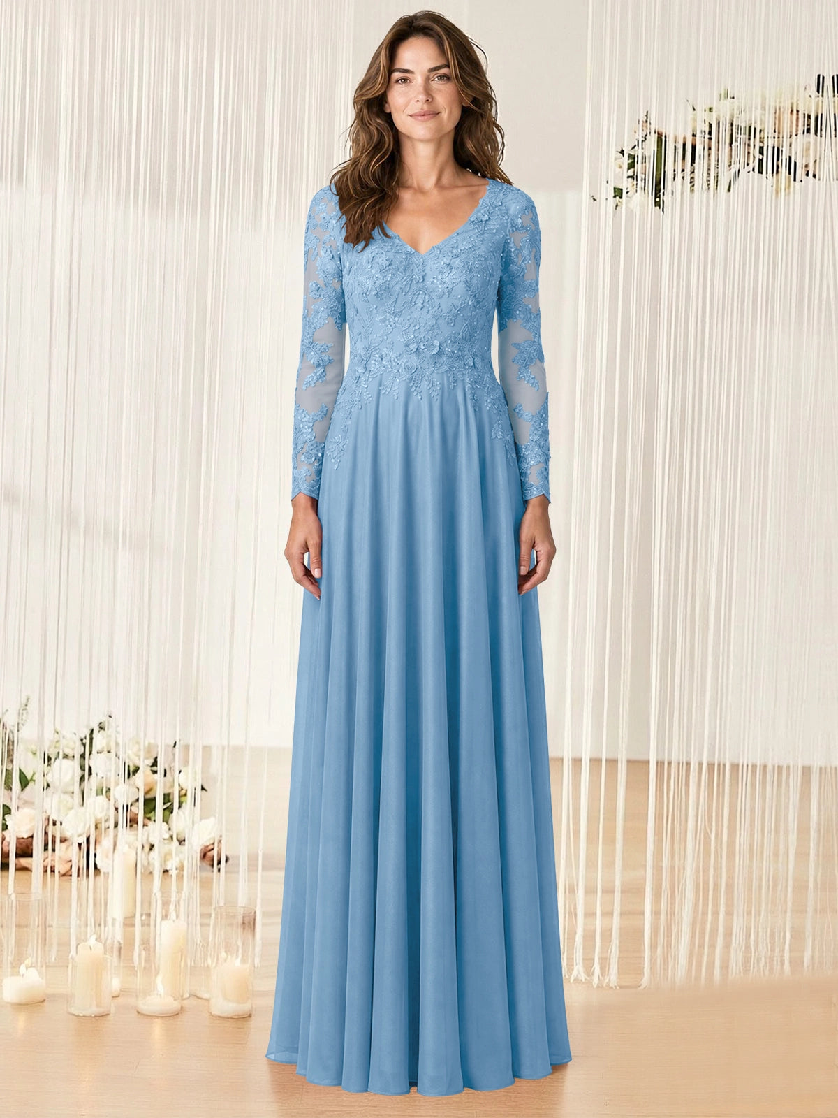 A-line Mother of the Bride Dress with Appliques