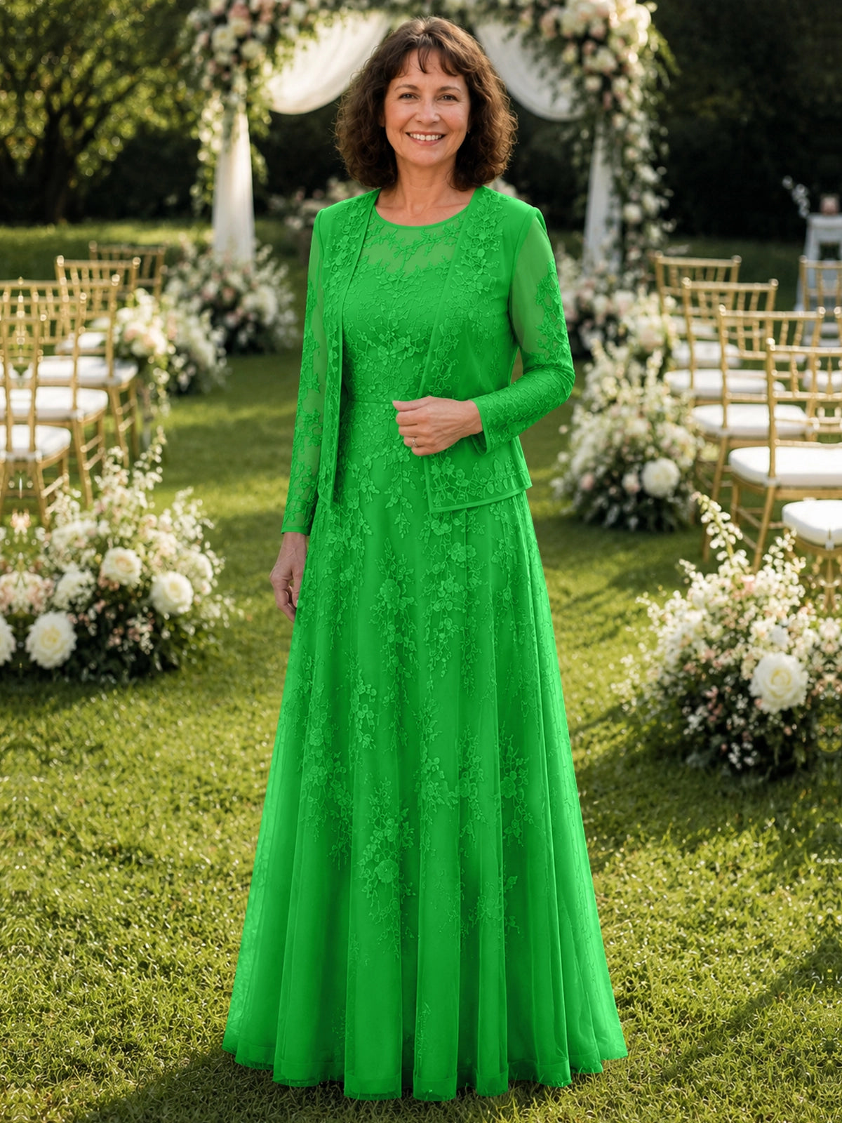 A-line Mother of the Bride Dress with Lace 