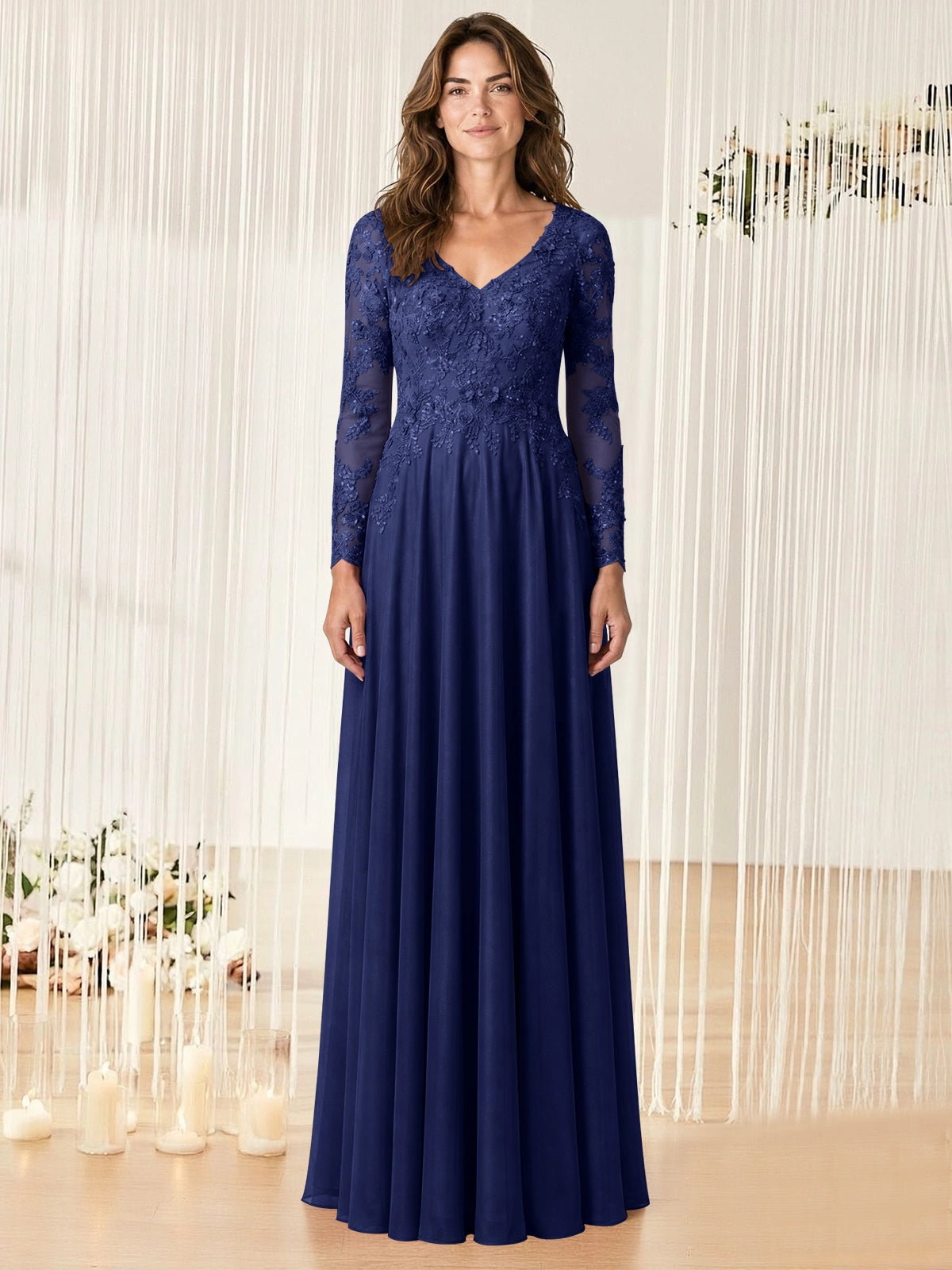 A-line Mother of the Bride Dress with Appliques