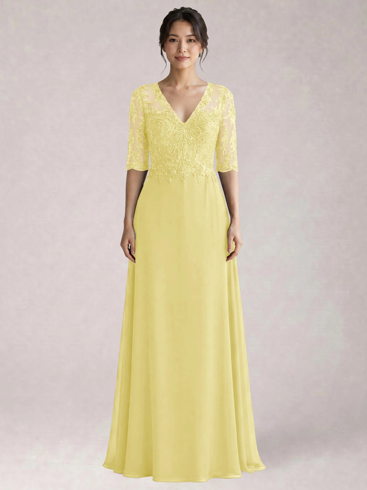 Lace Mother of the Bride Dress with Half Sleeves
