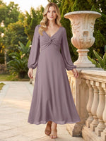 A-line Bridesmaid Dress with Long Sleeves 