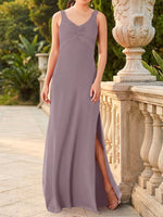 Chiffon Bridesmaid Dress with Slit 