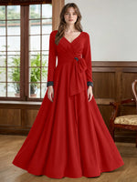 Stretch Satin Mother of the Bride Dress with Crystal