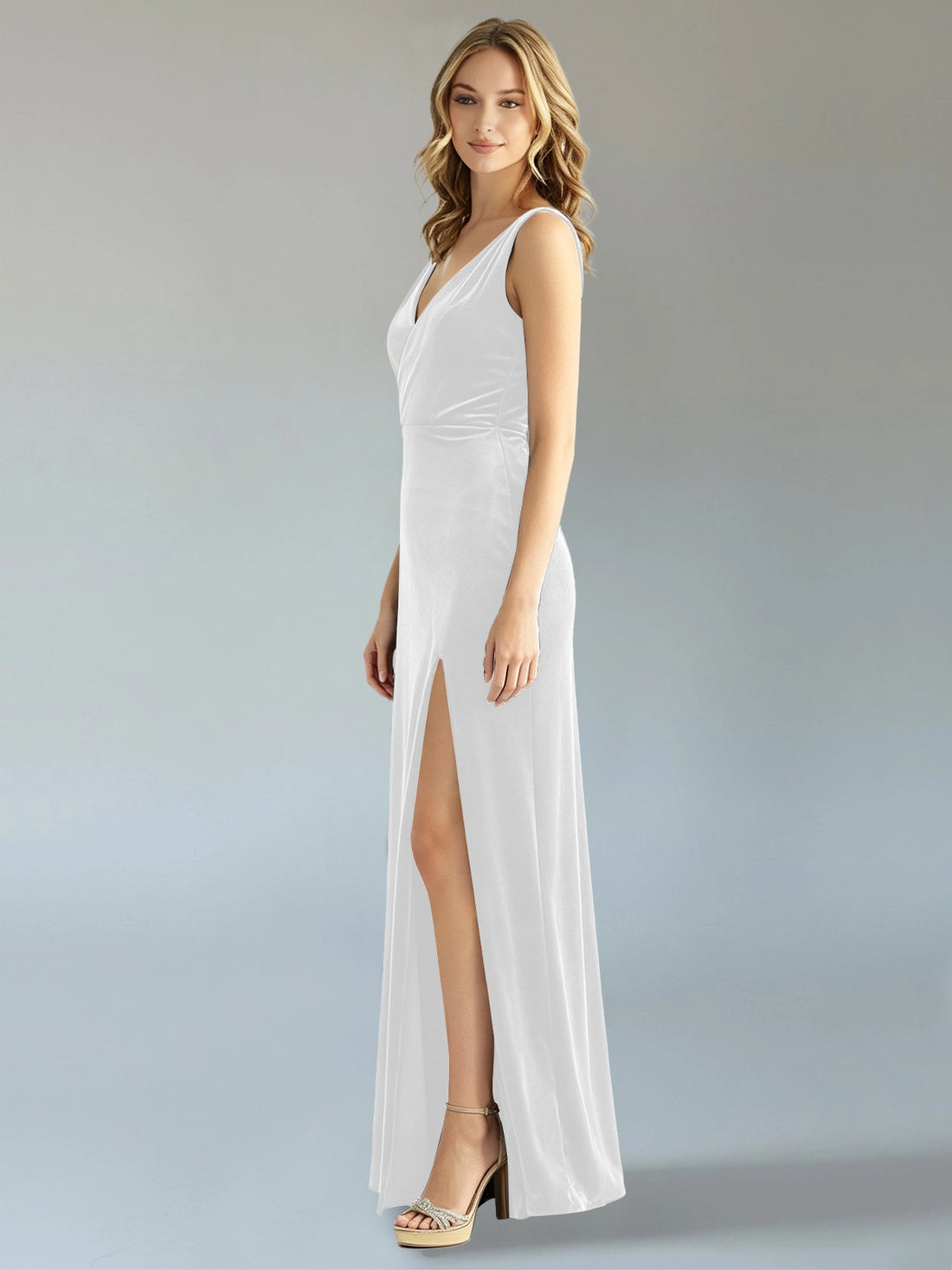 Velvet Bridesmaid Dress with Slit 