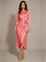 Silk-like Mother of the Bride Dress with Self-Tie Sash 
