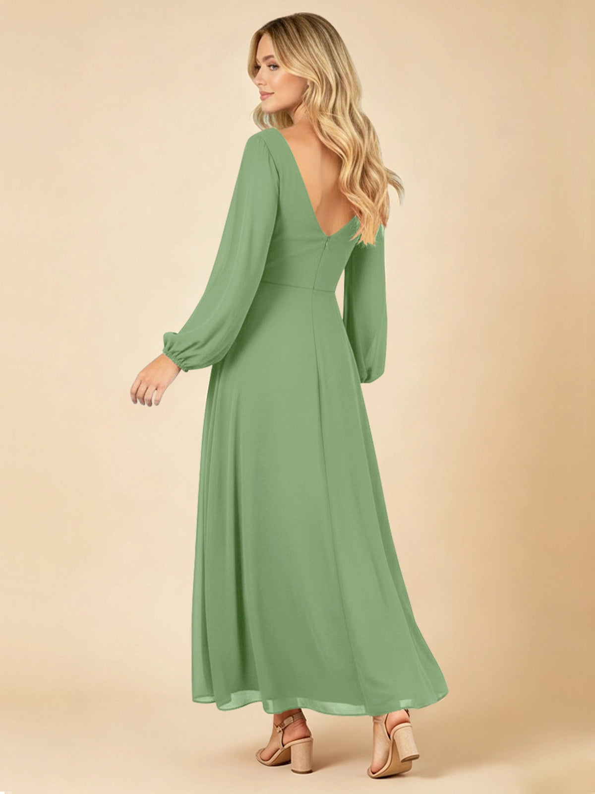 A-line Bridesmaid Dress with Long Sleeves 