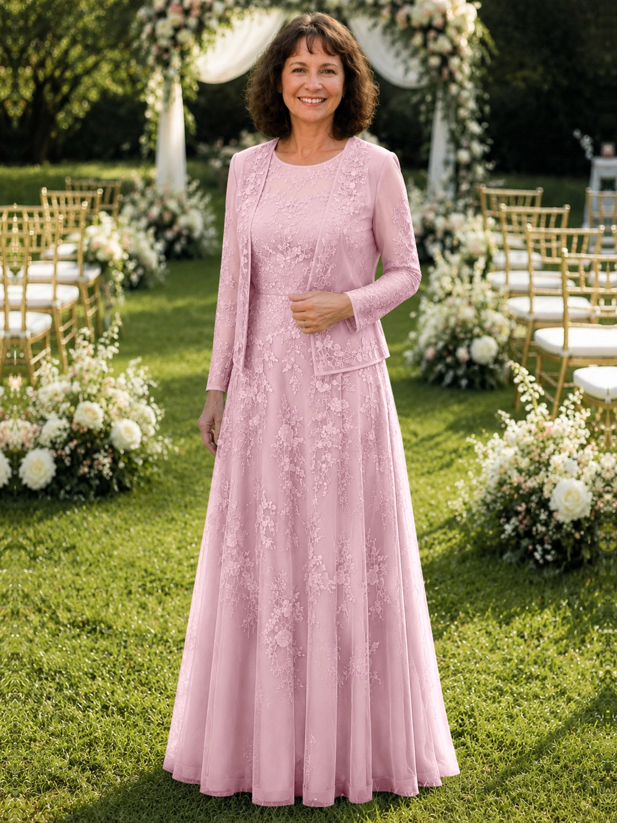 A-line Mother of the Bride Dress with Lace 