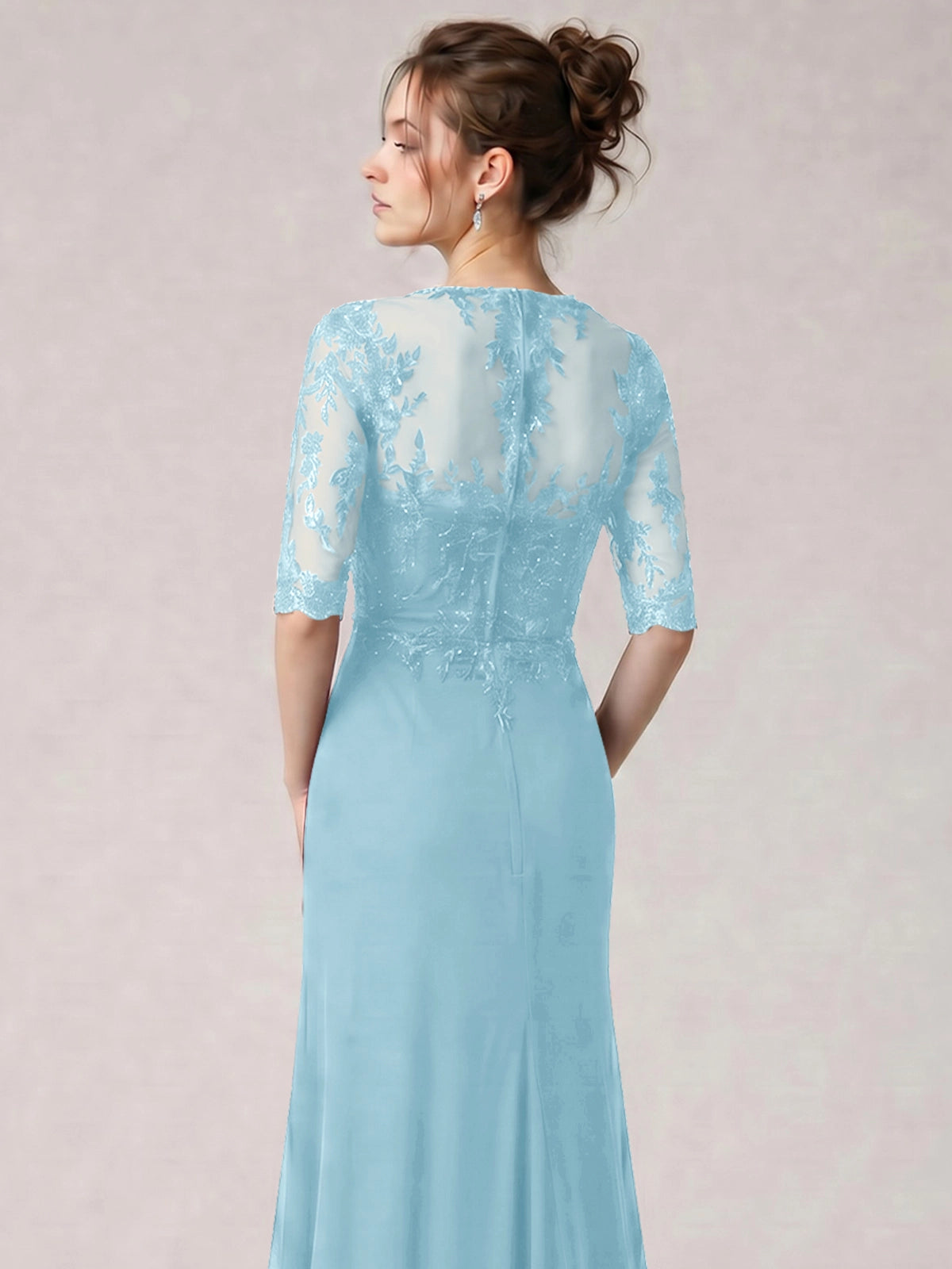 Lace Mother of the Bride Dress with Half Sleeves