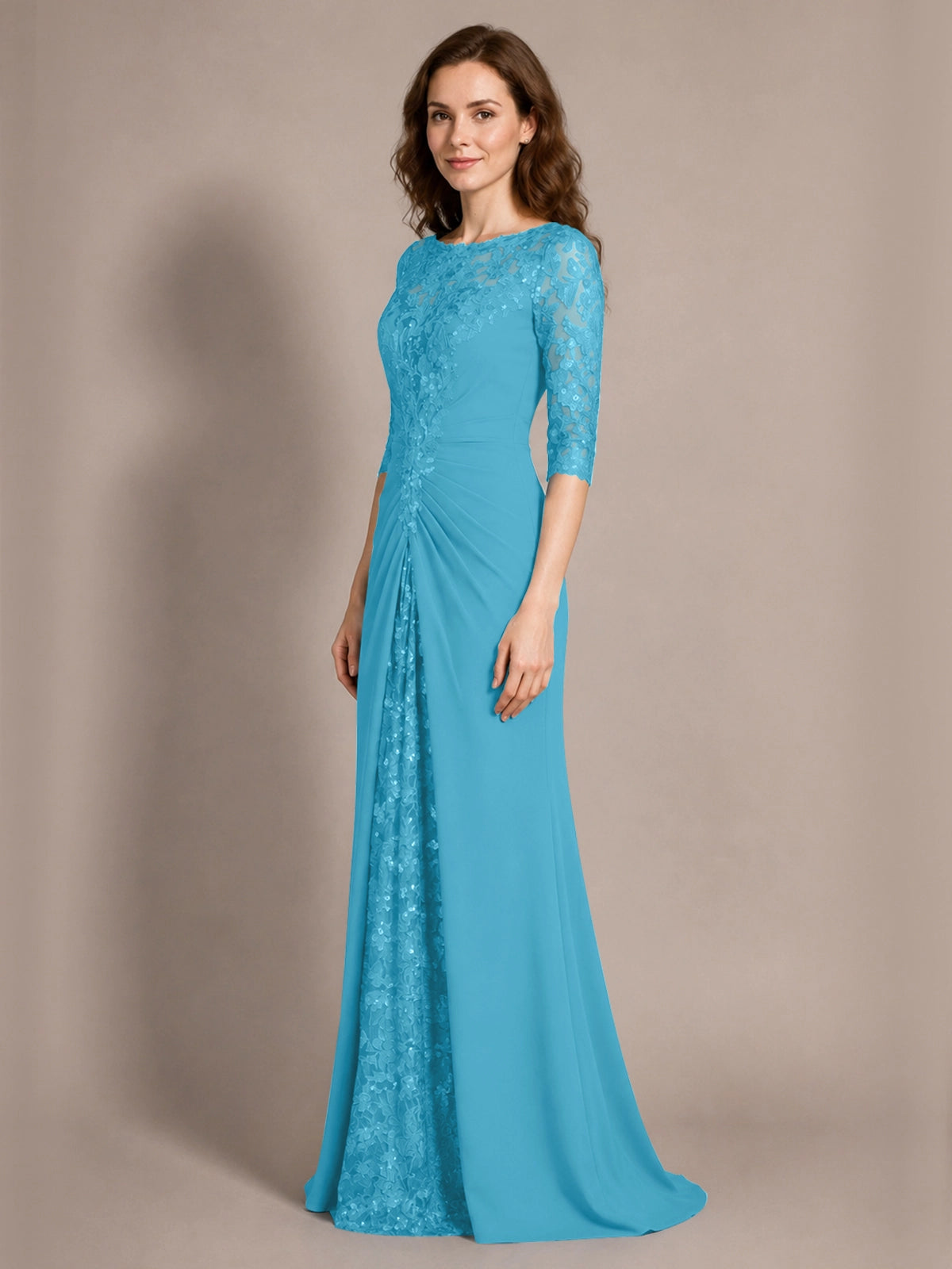 Lace Mother of the Bride Dress with Applique 