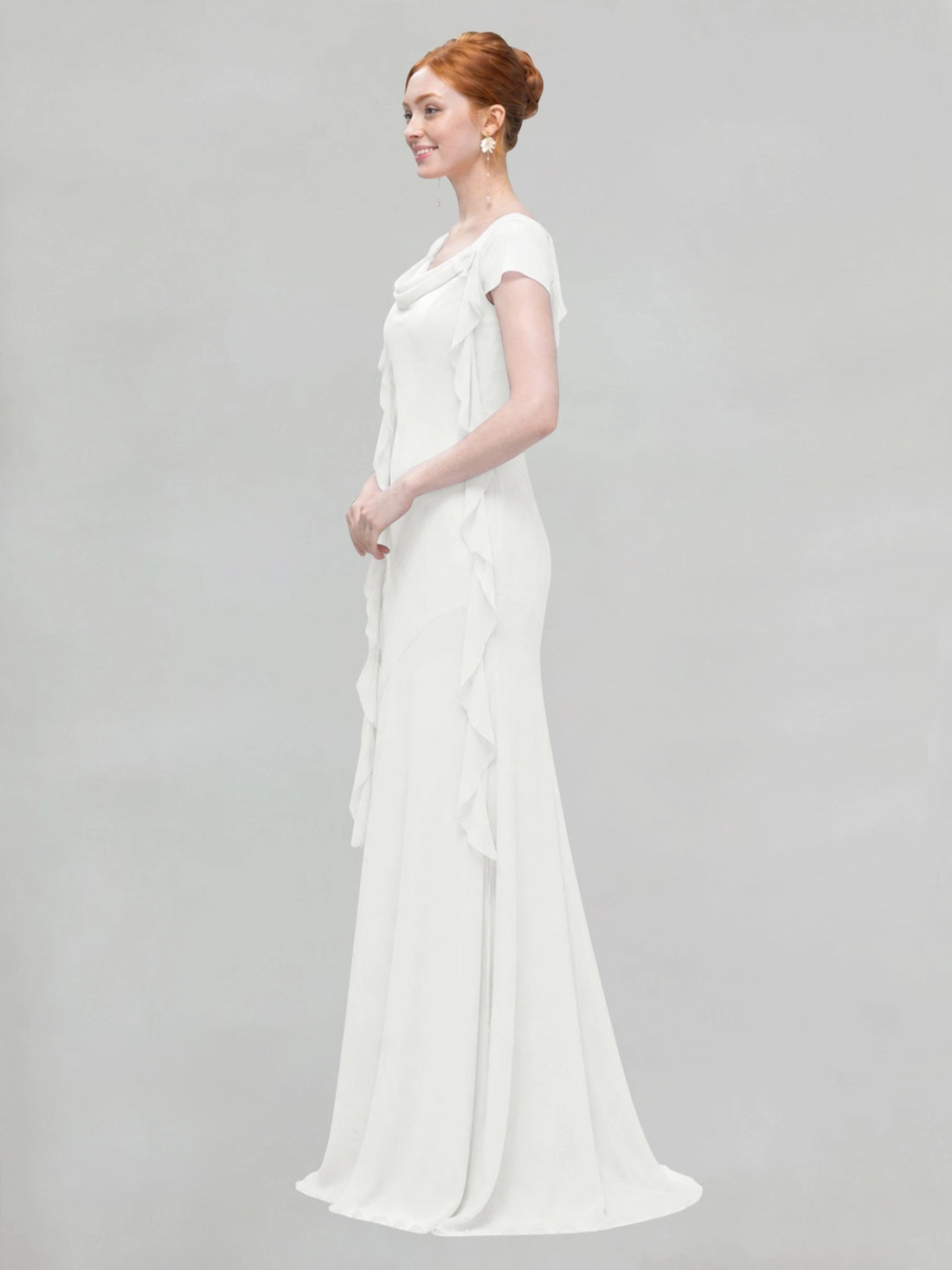 Flowy Ruffle Sheath Bridesmaid Dress 