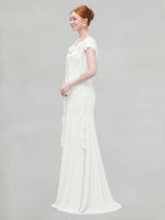 Flowy Ruffle Sheath Bridesmaid Dress 