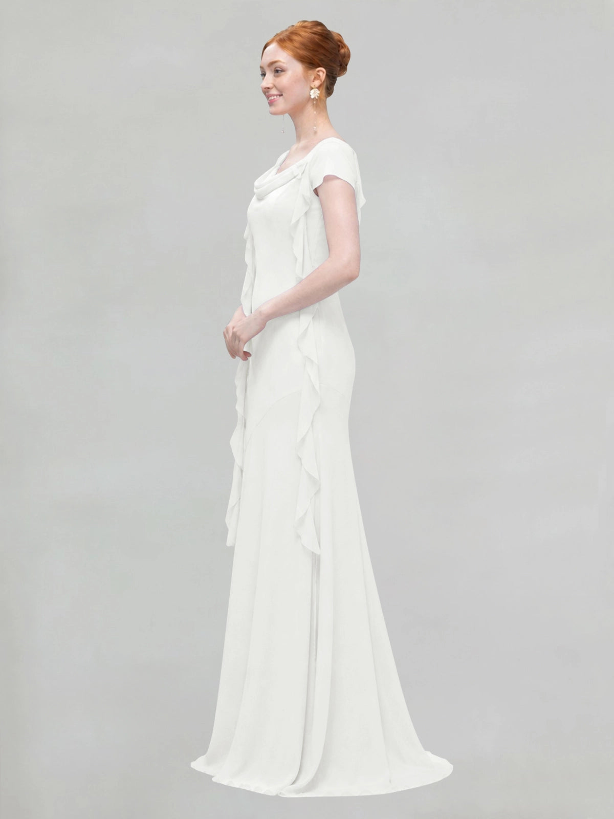 Flowy Ruffle Sheath Bridesmaid Dress 