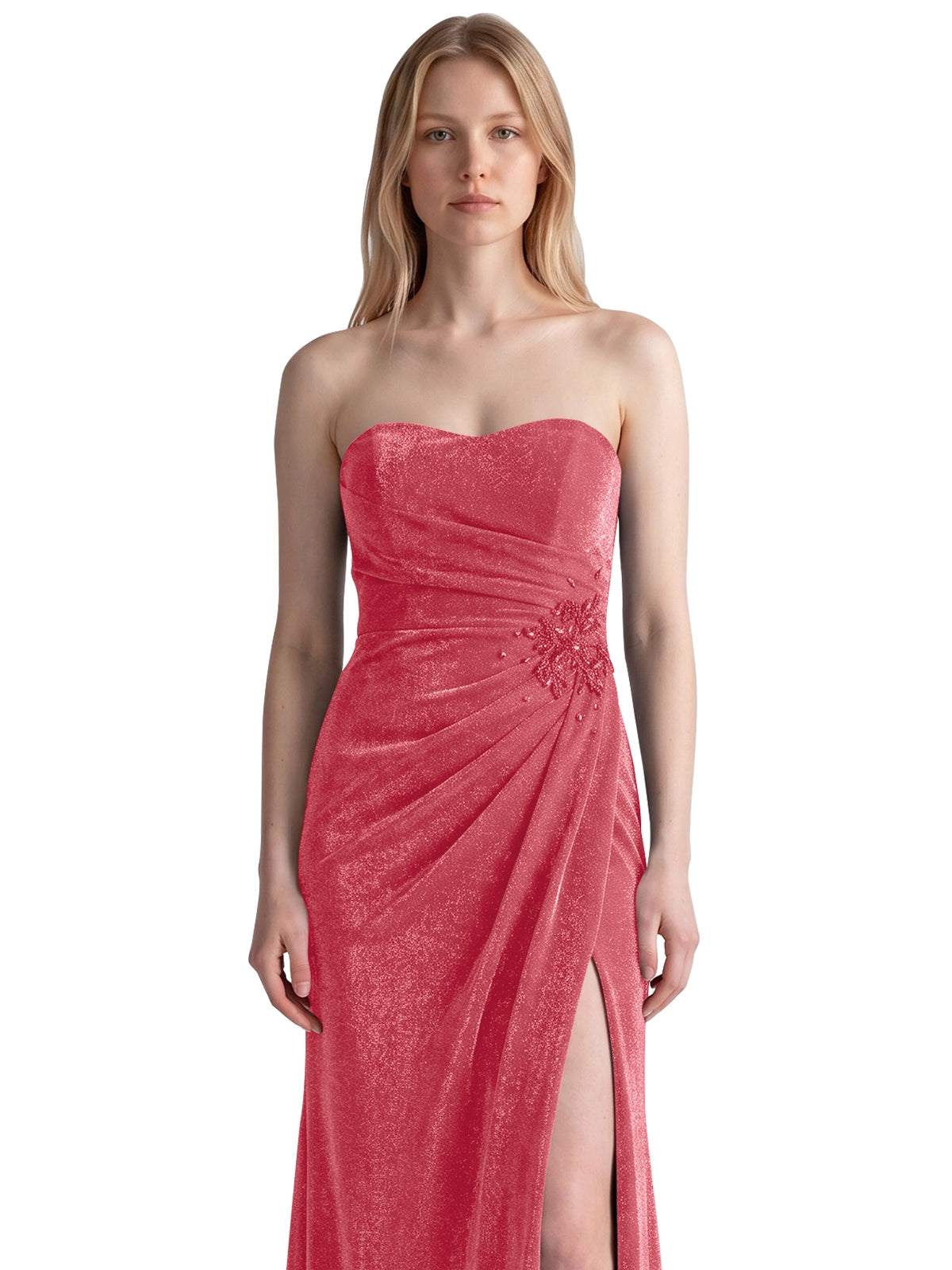 Velvet Prom Dress with Beaded Applique 