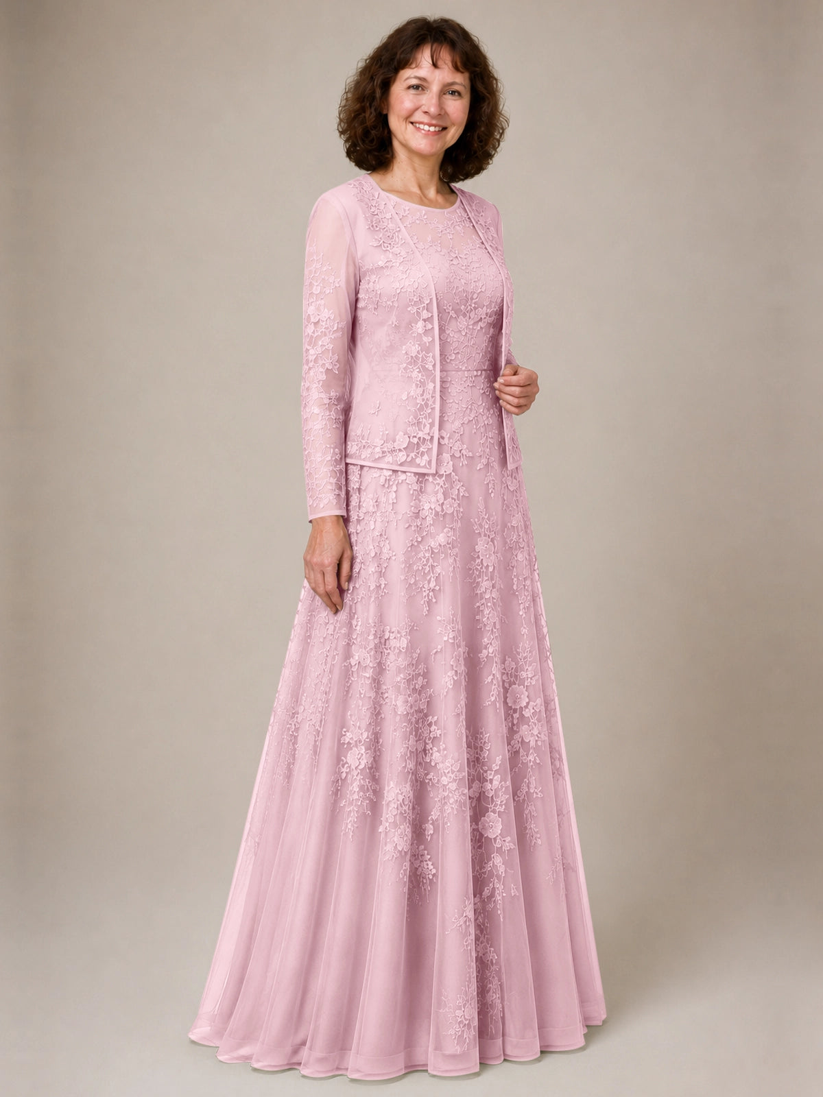 A-line Mother of the Bride Dress with Lace 
