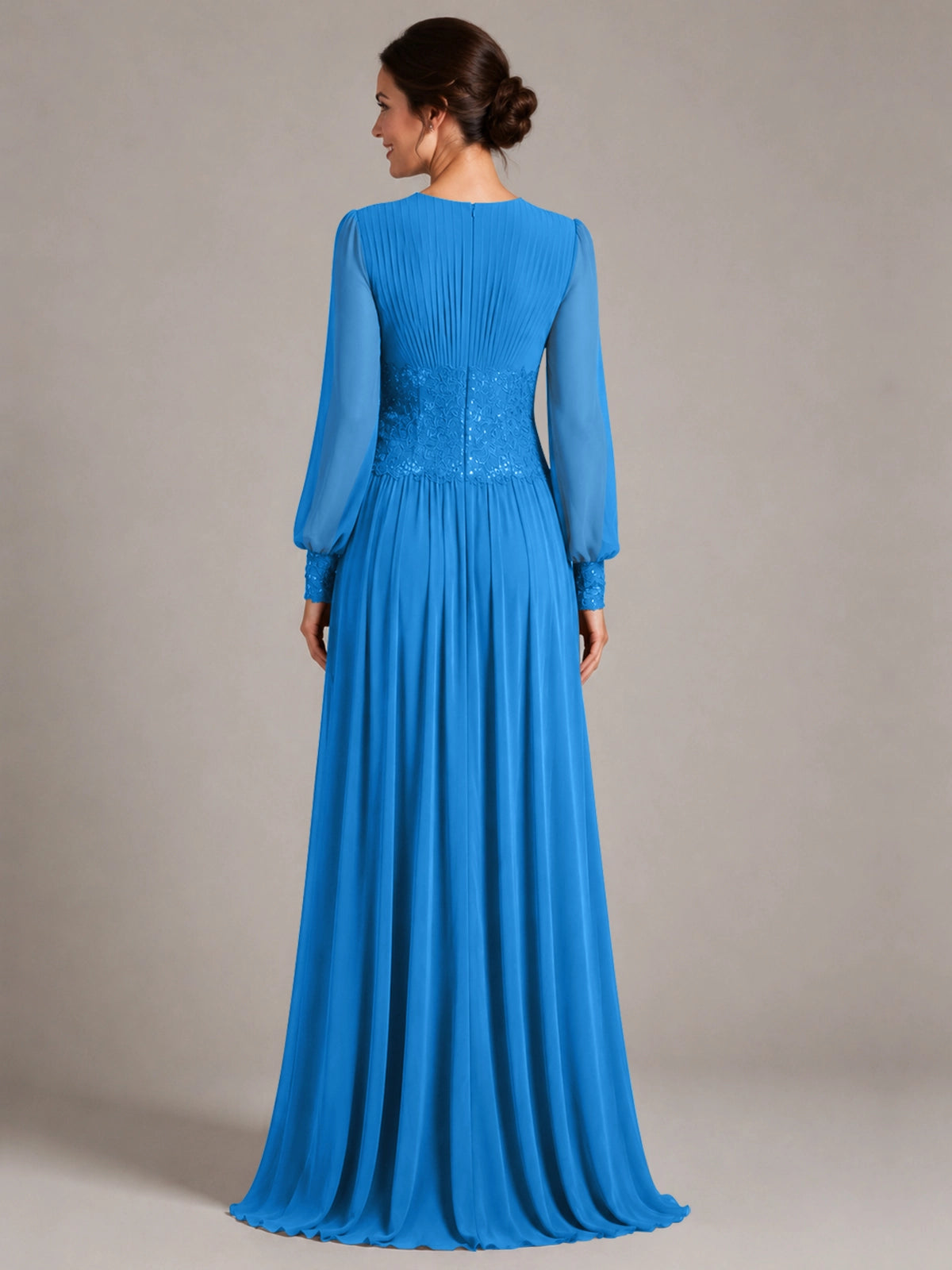 Chiffon Mother of the Bride Dress with Jewel Neckline 