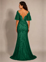Mermaid Mother of the Bride Dress with V-neck 