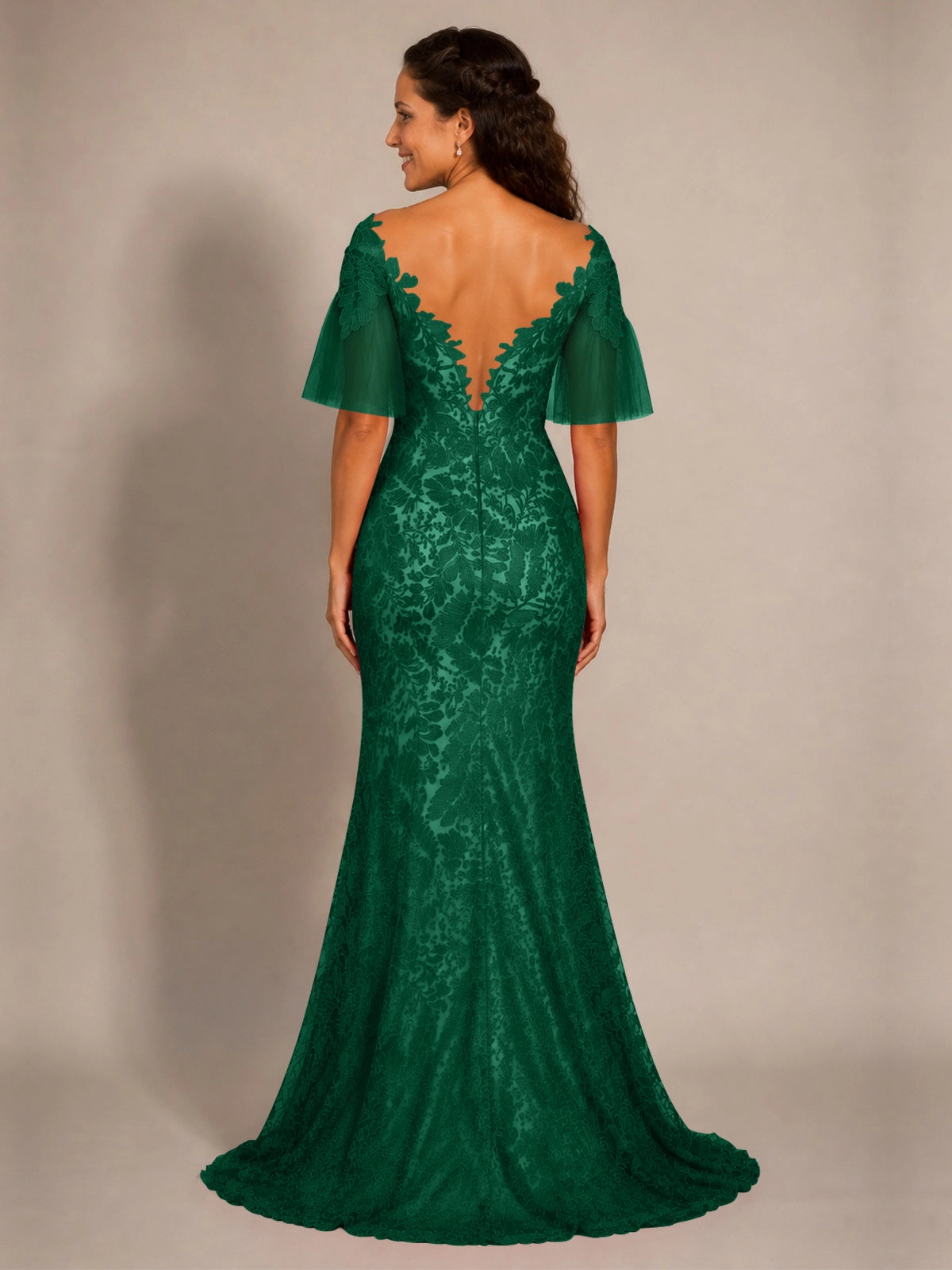 Mermaid Mother of the Bride Dress with V-neck 