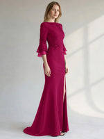 Chiffon Mother of the Bride Dress with 3/4 Sleeves