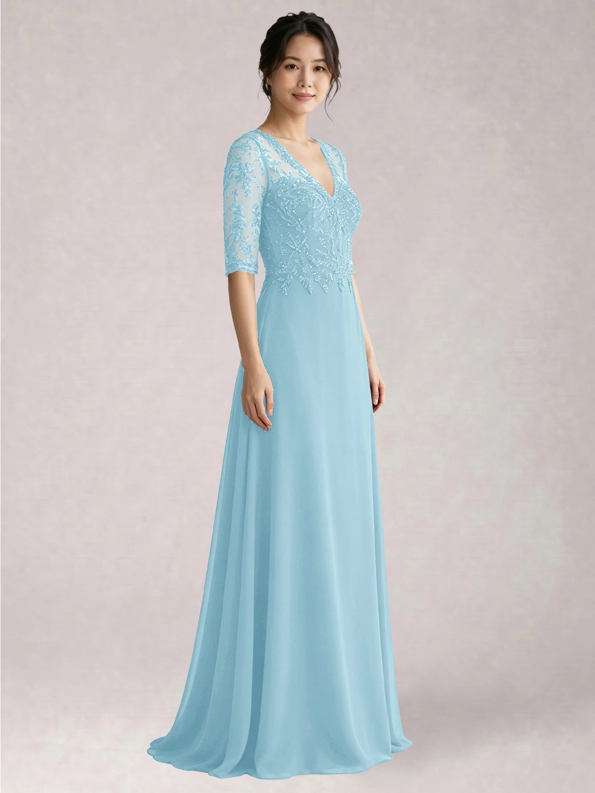 Lace Mother of the Bride Dress with Half Sleeves