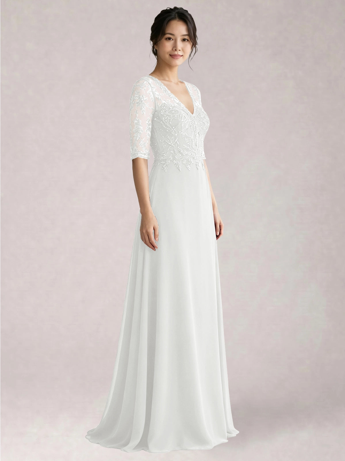 Lace Mother of the Bride Dress with Half Sleeves