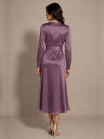 Silk-like Mother of the Bride Dress with Self-Tie Sash 