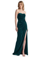 Velvet Prom Dress with Beaded Applique 