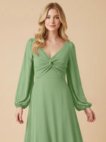 A-line Bridesmaid Dress with Long Sleeves 