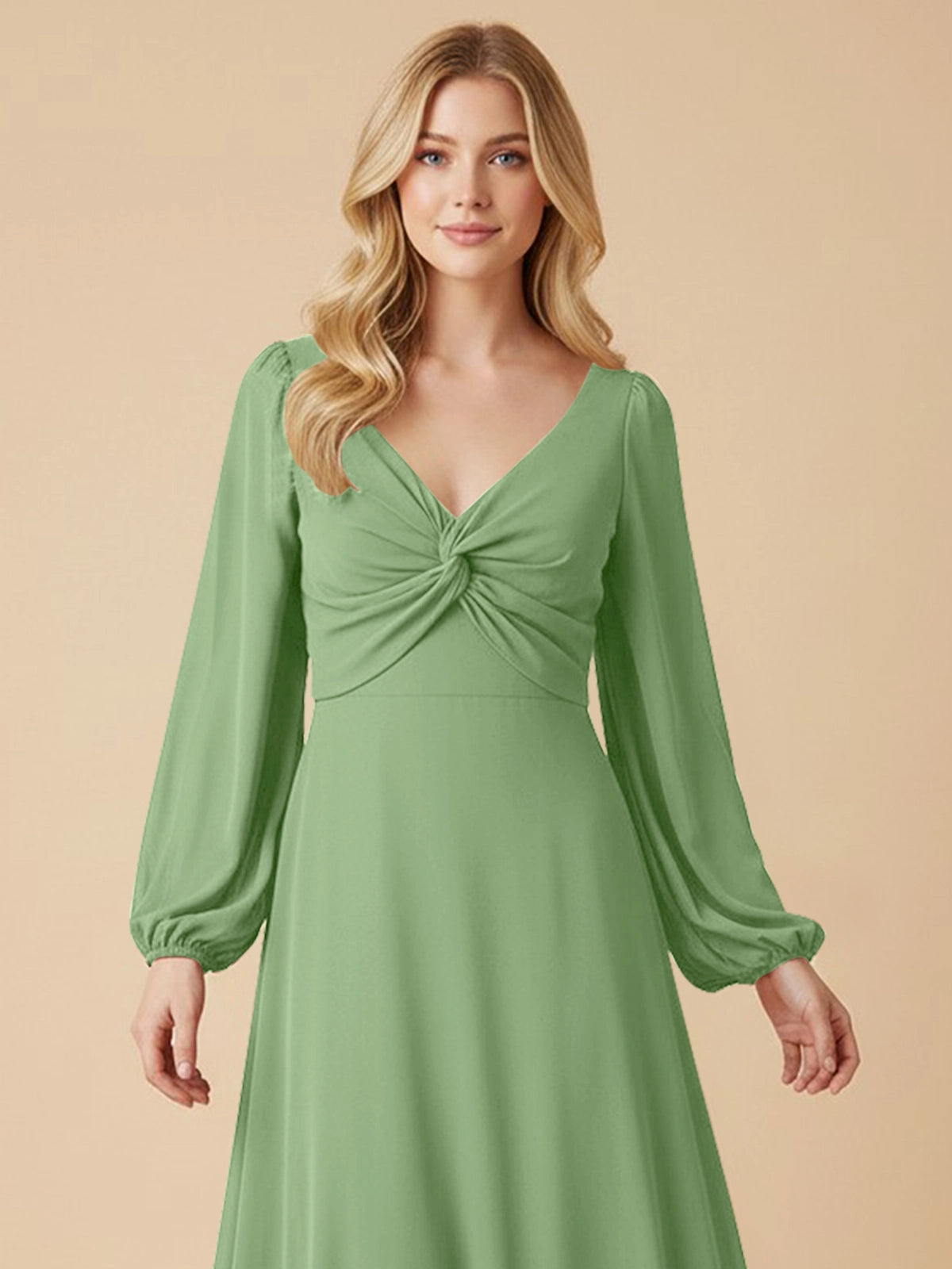 A-line Bridesmaid Dress with Long Sleeves 