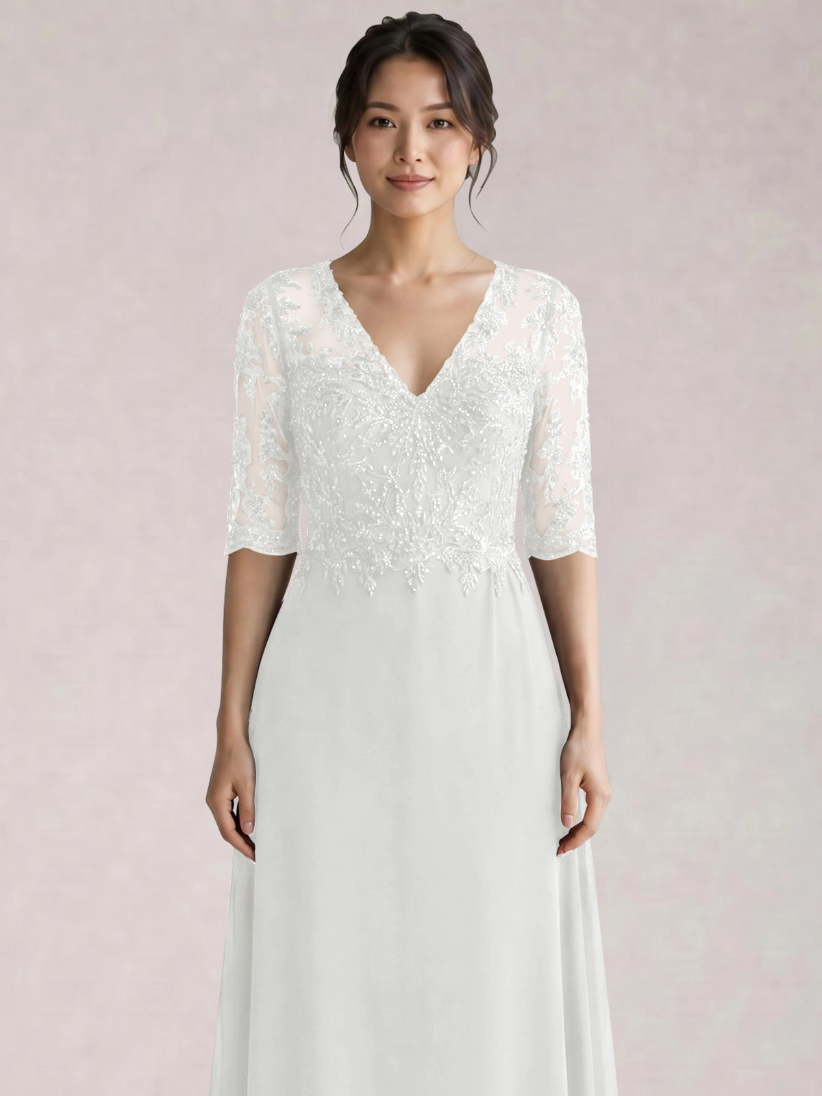 Lace Mother of the Bride Dress with Half Sleeves