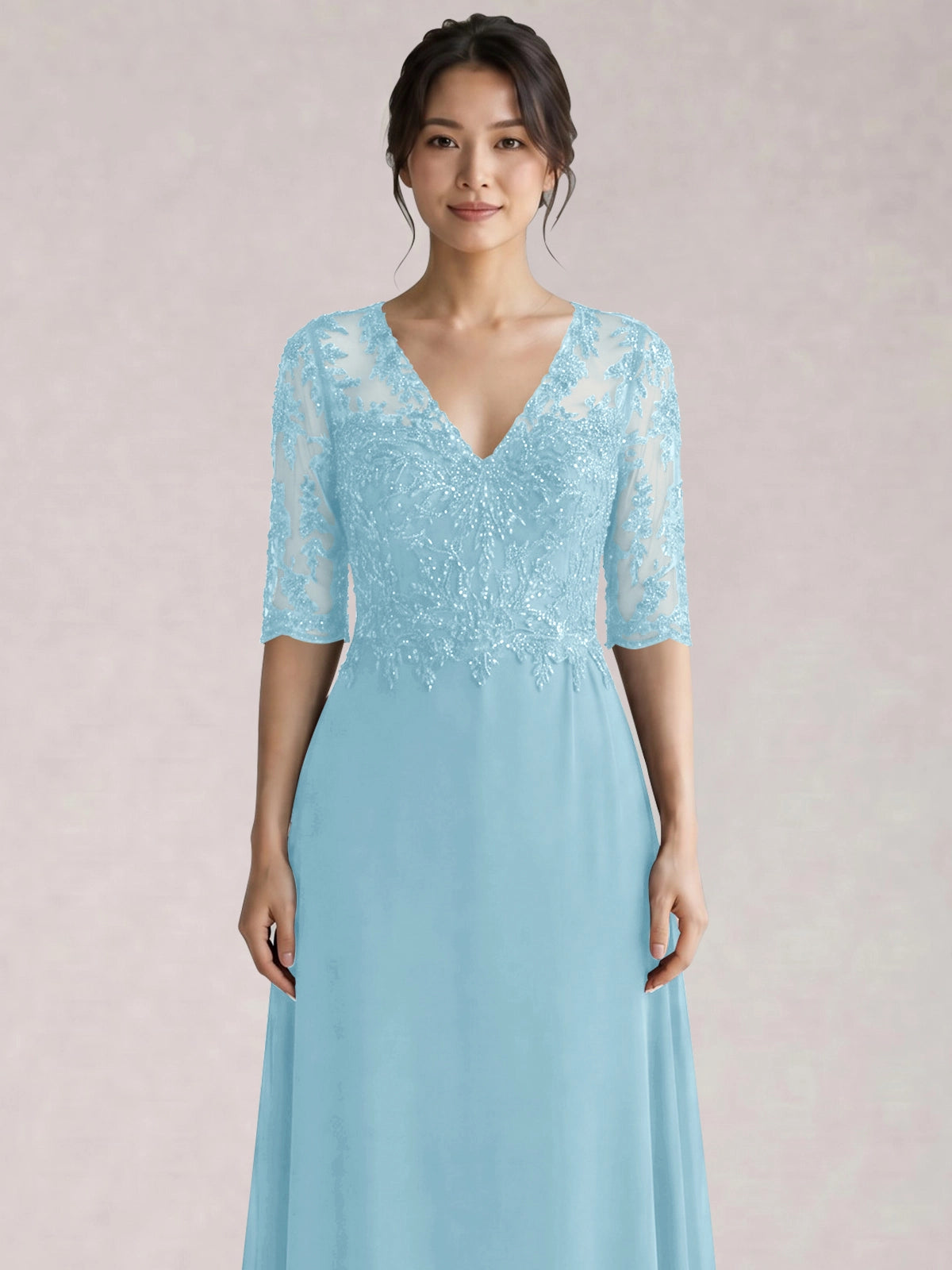 Lace Mother of the Bride Dress with Half Sleeves
