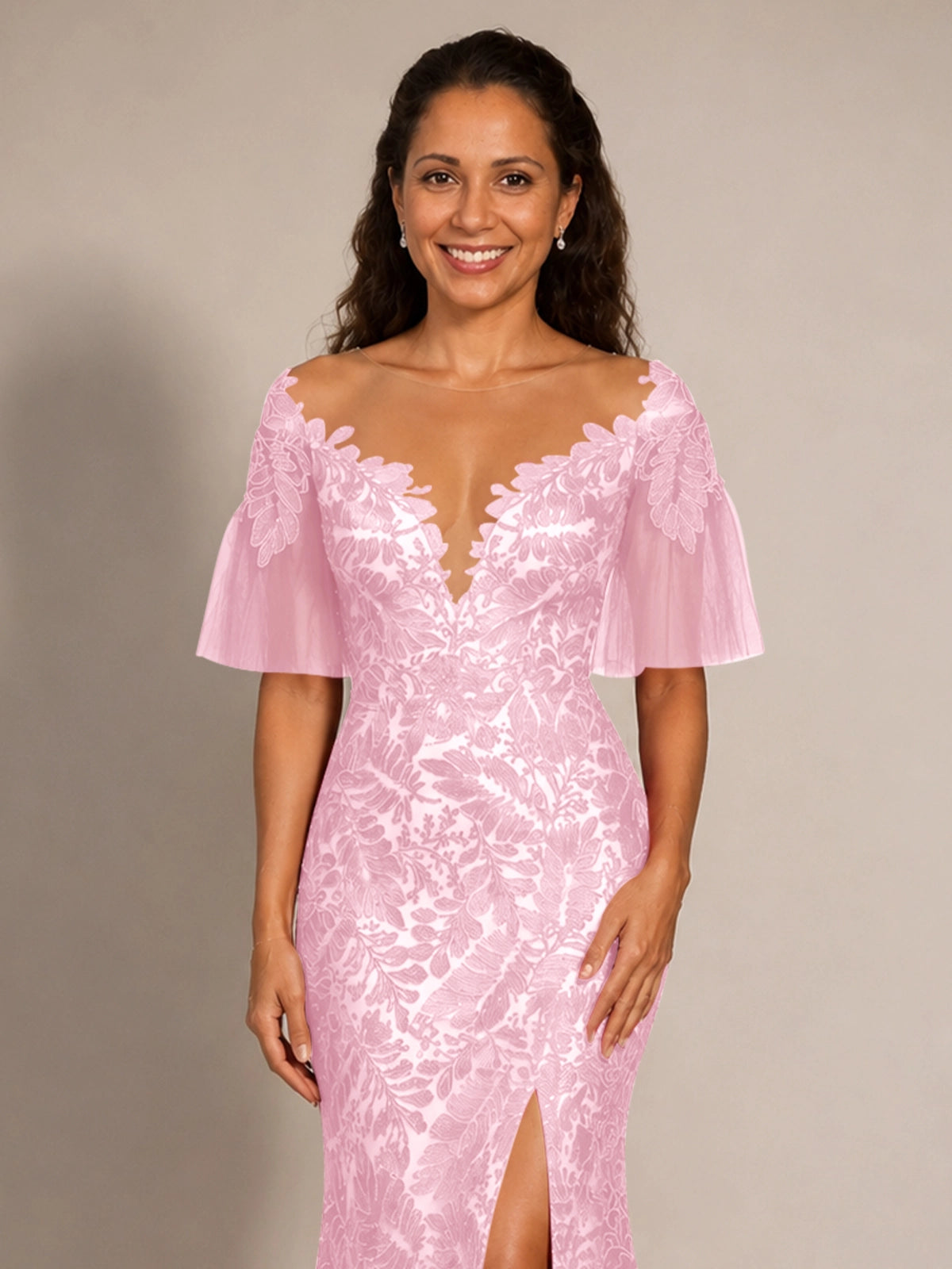 Mermaid Mother of the Bride Dress with V-neck 