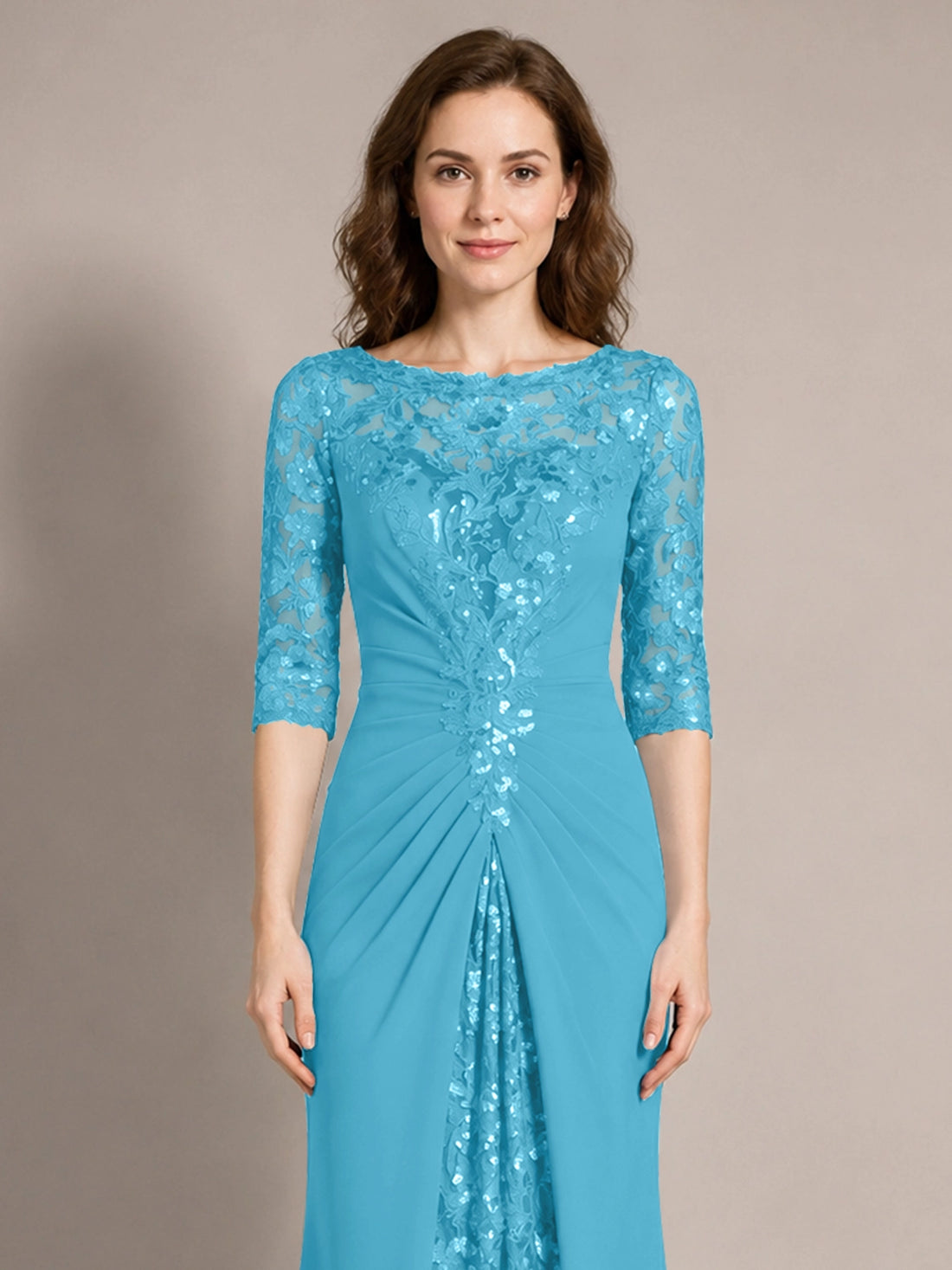 Lace Mother of the Bride Dress with Applique 
