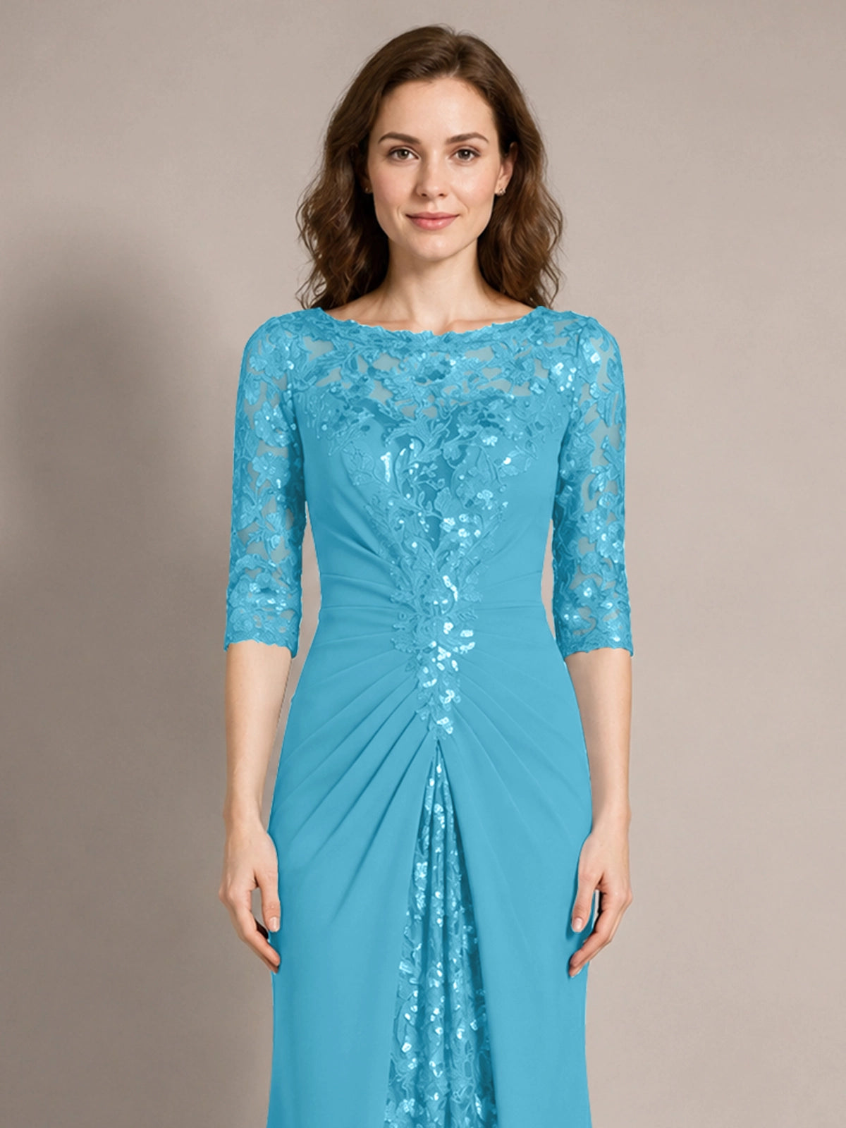Lace Mother of the Bride Dress with Applique 