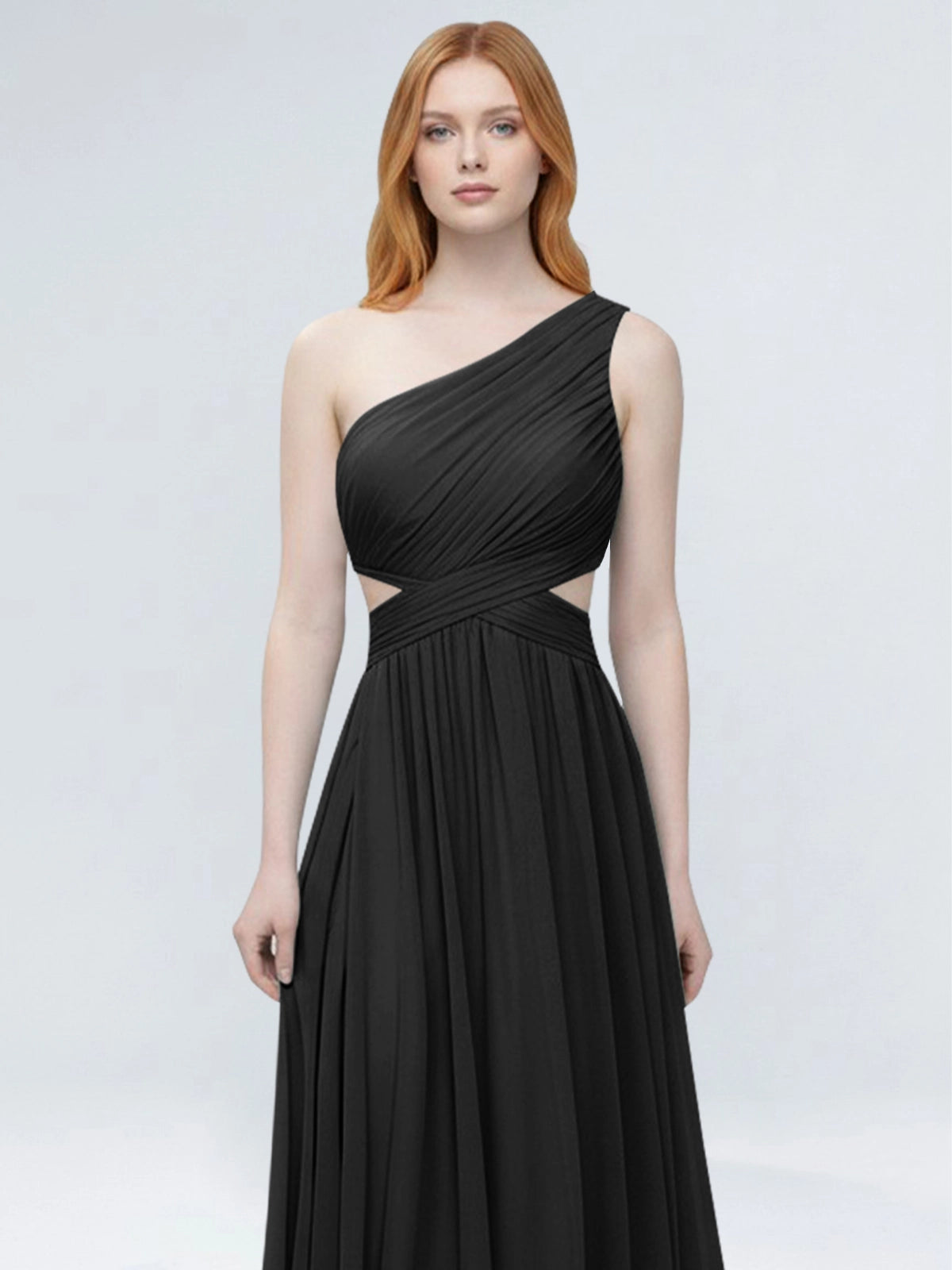 One-Shoulder Side Cut-Out Bridesmaid Dress 