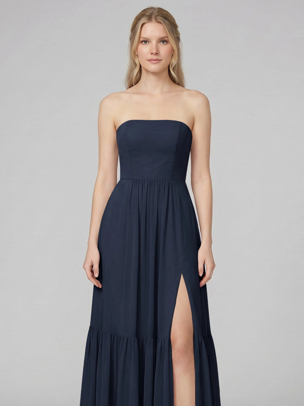 Strapless Bridesmaid Dress with Slit 