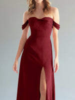 Off-the-Shoulder Slit Bridesmaid Dress 