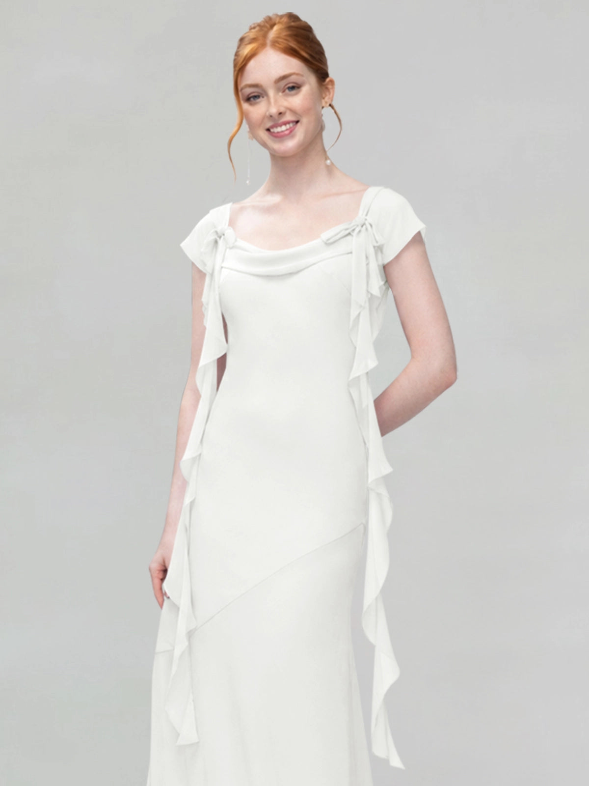 Flowy Ruffle Sheath Bridesmaid Dress 