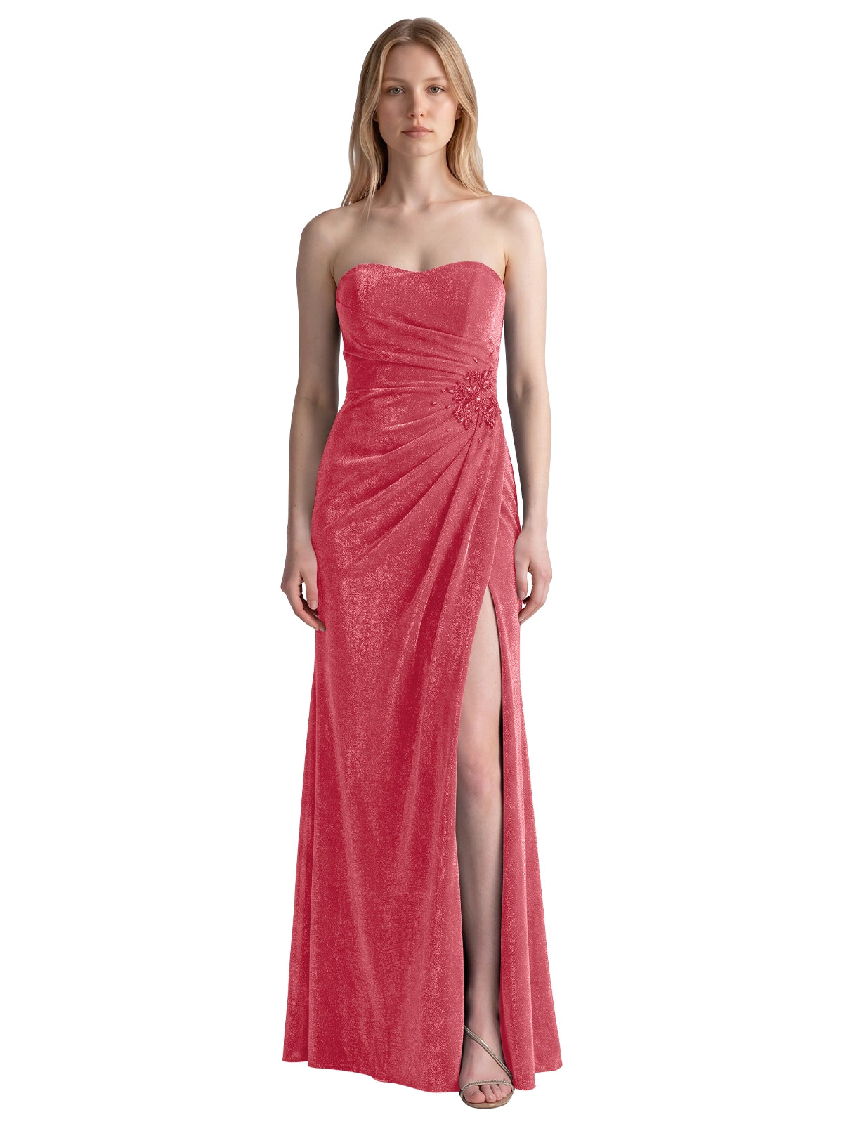 Velvet Prom Dress with Beaded Applique 