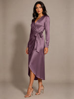 Silk-like Mother of the Bride Dress with Self-Tie Sash 