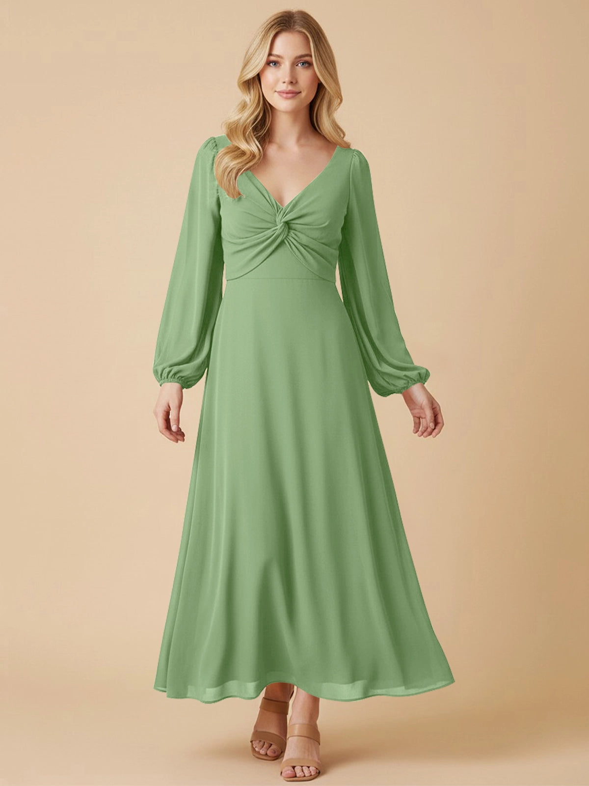 A-line Bridesmaid Dress with Long Sleeves 