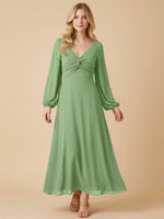 A-line Bridesmaid Dress with Long Sleeves 